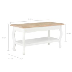 Table basse Blanc et marron 87,5x42x44 cm Bois de pin massif 
