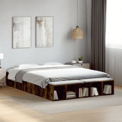 Cadre de lit sans matelas chêne fumé 160x200 cm 