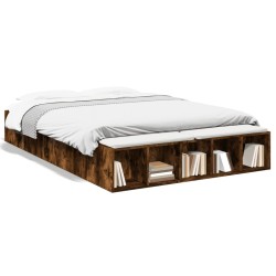Cadre de lit sans matelas chêne fumé 160x200 cm 