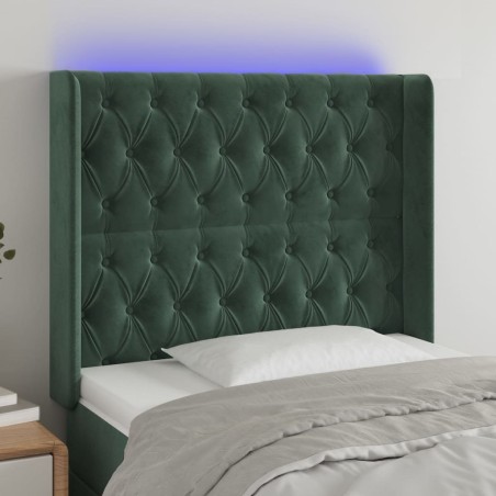 Tête de lit à LED Vert foncé 93x16x118/128 cm Velours  