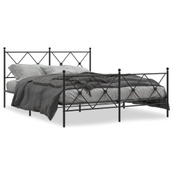 Cadre de lit métal sans matelas avec pied de lit noir 150x200cm 