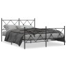 Cadre de lit métal sans matelas avec pied de lit noir 150x200cm 