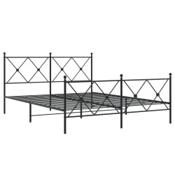 Cadre de lit métal sans matelas avec pied de lit noir 150x200cm 
