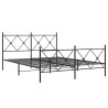 Cadre de lit métal sans matelas avec pied de lit noir 150x200cm 