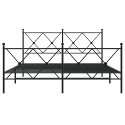 Cadre de lit métal sans matelas avec pied de lit noir 150x200cm 
