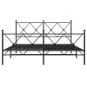 Cadre de lit métal sans matelas avec pied de lit noir 150x200cm 