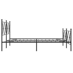 Cadre de lit métal sans matelas avec pied de lit noir 150x200cm 