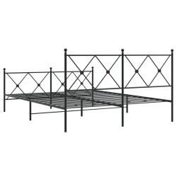 Cadre de lit métal sans matelas avec pied de lit noir 150x200cm 