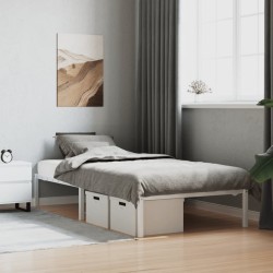 Cadre de lit métal sans matelas blanc 100x190 cm 