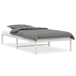 Cadre de lit métal sans matelas blanc 100x190 cm 
