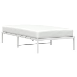 Cadre de lit métal sans matelas blanc 100x190 cm 