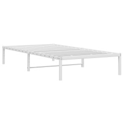 Cadre de lit métal sans matelas blanc 100x190 cm 