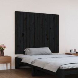 Tête de lit murale Noir 108x3x90 cm Bois massif de pin 