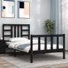 Cadre de lit sans matelas noir 100x200 cm bois massif de pin 