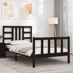 Cadre de lit sans matelas noir 100x200 cm bois massif de pin 