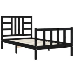 Cadre de lit sans matelas noir 100x200 cm bois massif de pin 