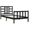 Cadre de lit sans matelas noir 100x200 cm bois massif de pin 