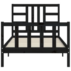 Cadre de lit sans matelas noir 100x200 cm bois massif de pin 