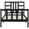 Cadre de lit sans matelas noir 100x200 cm bois massif de pin 
