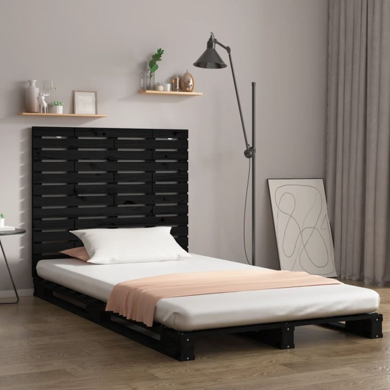 Tête de lit murale Noir 106x3x91,5 cm Bois massif de pin Tête de lit murale Noir 106x3x91,5 cm Bois massif de pin