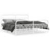 Cadre de lit métal sans matelas et pied de lit blanc 200x200 cm 