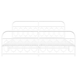 Cadre de lit métal sans matelas et pied de lit blanc 200x200 cm 