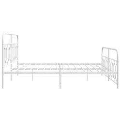 Cadre de lit métal sans matelas et pied de lit blanc 200x200 cm 