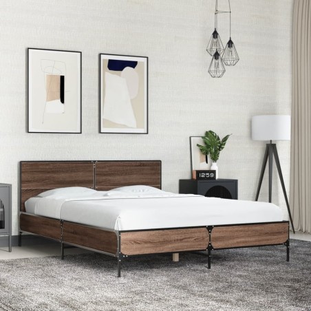 Cadre de lit sans matelas chêne marron 120x200 cm 