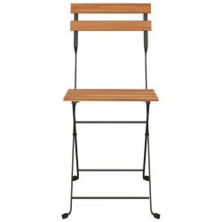 Chaises de bistrot pliantes lot de 4 Bois teck solide et acier 