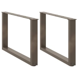 Pieds de table basse en U, 2 pièces, acier naturel, 60 x (42-43) cm 