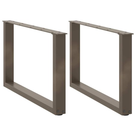 Pieds de table basse en U, 2 pièces, acier naturel, 60 x (42-43) cm 
