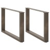 Pieds de table basse en U, 2 pièces, acier naturel, 60 x (42-43) cm 
