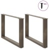Pieds de table basse en U, 2 pièces, acier naturel, 60 x (42-43) cm 