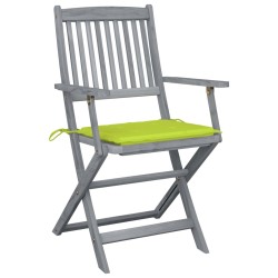 Chaises pliables d'extérieur lot de 2 et coussins Bois d'acacia 