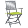 Chaises pliables d'extérieur lot de 2 et coussins Bois d'acacia 