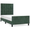 Cadre de lit sans matelas vert foncé 90x190 cm velours 