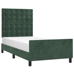 Cadre de lit sans matelas vert foncé 90x190 cm velours 