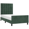 Cadre de lit sans matelas vert foncé 90x190 cm velours 