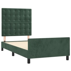 Cadre de lit sans matelas vert foncé 90x190 cm velours 