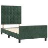 Cadre de lit sans matelas vert foncé 90x190 cm velours 