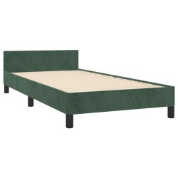 Cadre de lit sans matelas vert foncé 90x190 cm velours 