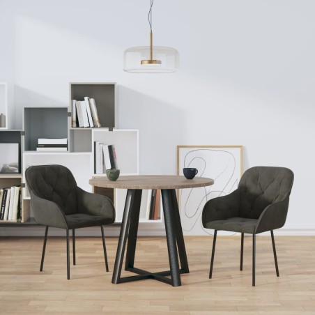 Chaises à manger lot de 2 Gris foncé Velours 