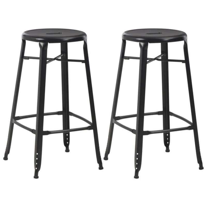 Tabourets de bar lot de 2 noir acier Tabourets de bar lot de 2 noir acier
