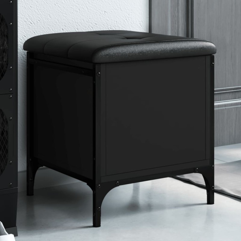 Banc de rangement noir 42x42x45 cm bois d'ingénierie 