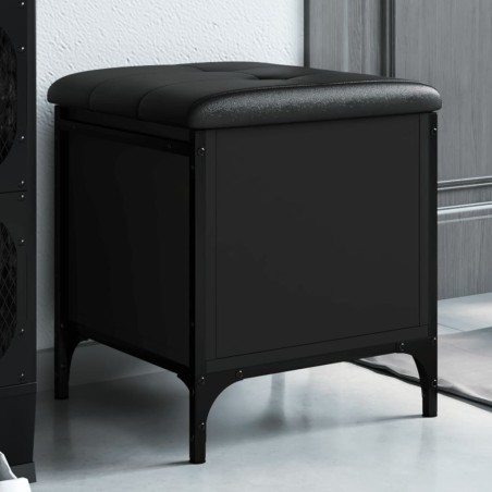 Banc de rangement noir 42x42x45 cm bois d'ingénierie 