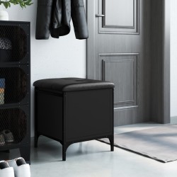 Banc de rangement noir 42x42x45 cm bois d'ingénierie 