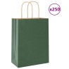Sacs en papier 250 pcs avec poignées vert 21x11x28 cm 