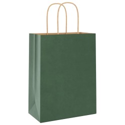 Sacs en papier 250 pcs avec poignées vert 21x11x28 cm 