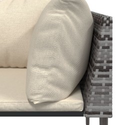 Canapés d'angle de jardin et coussins 2 pcs gris résine tressée 