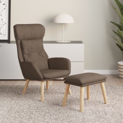 Chaise de relaxation avec repose-pied Taupe Tissu 